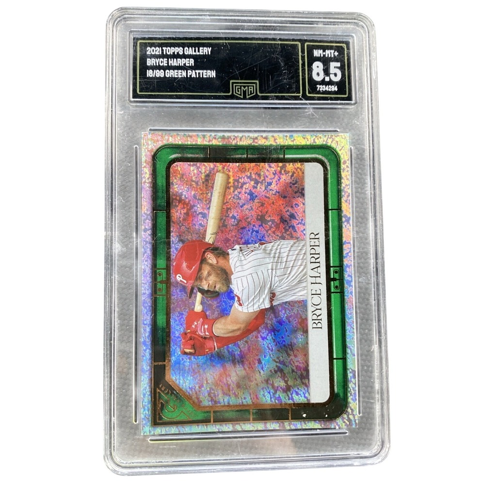 2021 Topps Gallery Green 18/99 Bryce Harper #167 GMA GRADED 8.5 NM-MT+